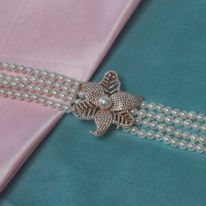 92.5 Silver Pearl Bracelet With CZ Stone