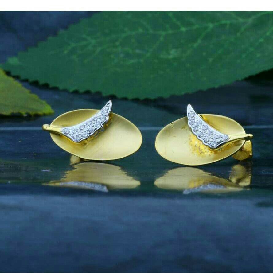 Cz fancy Leaf Shape tops 18kt