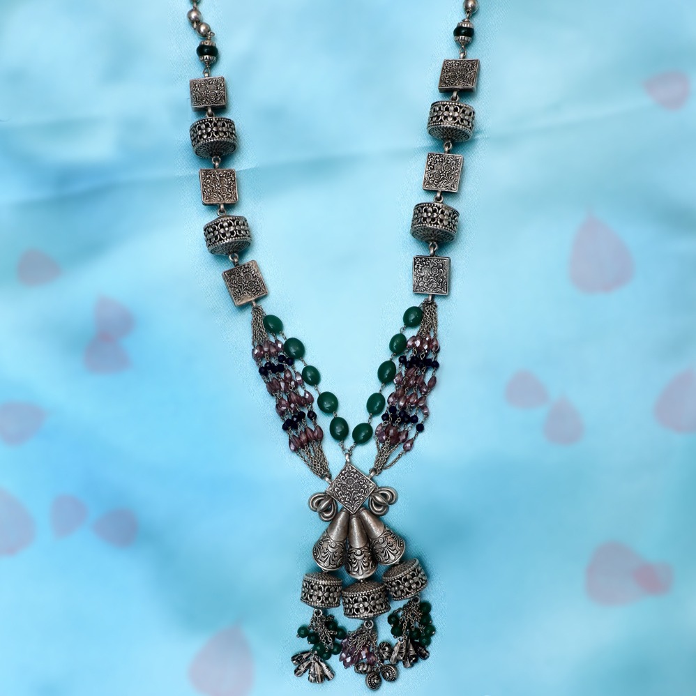 Silver Antique Oxidised Necklace
