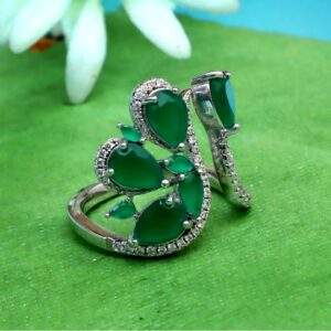 925 Silver Green Stone Ladies Ring PJ-R039