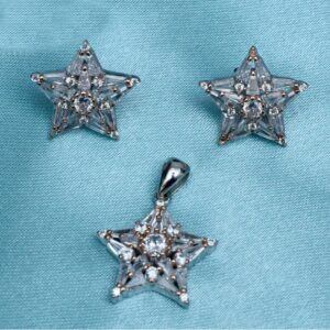 925 Sterling Silver Star Shape Pendant Set PJ-PS014
