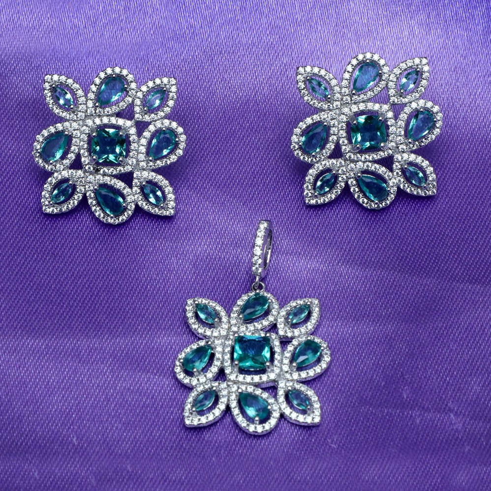 925 Silver CZ Designer  Pendant Set PJ-PS012