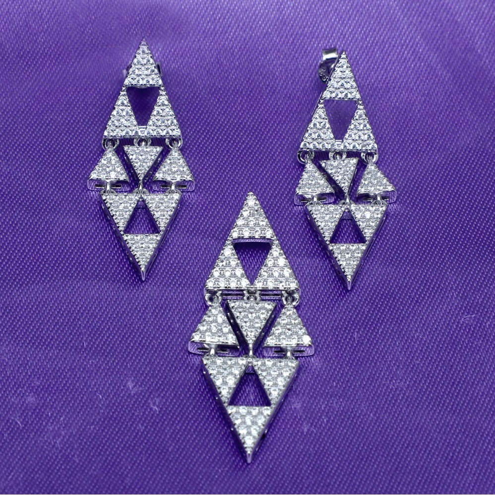 925 Silver Diamond Shape Pendant Set PJ-PS011