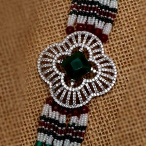 Silver Colorful Moti Bracelet For Women PJ-B008