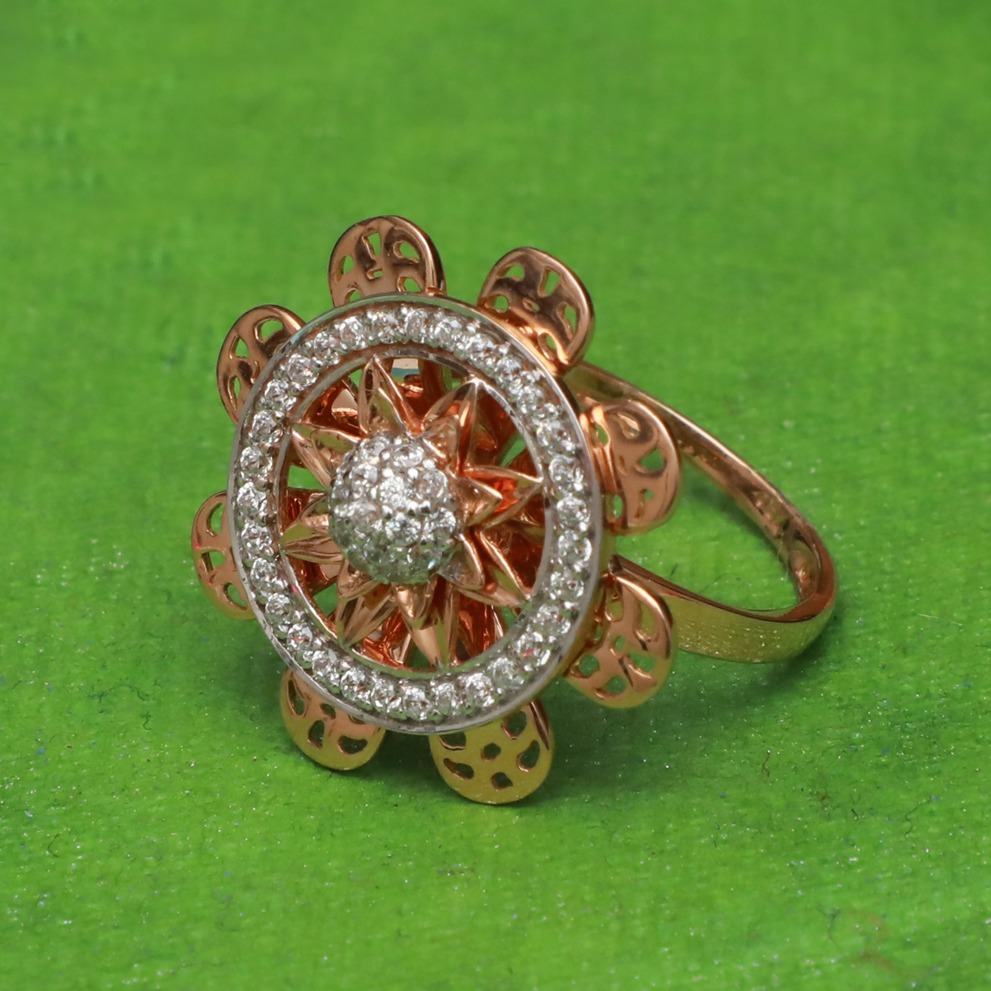 22Kt Gold CZ Designer Ring For Women PJ-R023