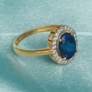 916 Gold Fancy Blue Stone Ring PJ-R019
