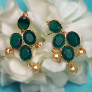 916 Gold Green Stone With Pearl Necklace Set PJ-N008