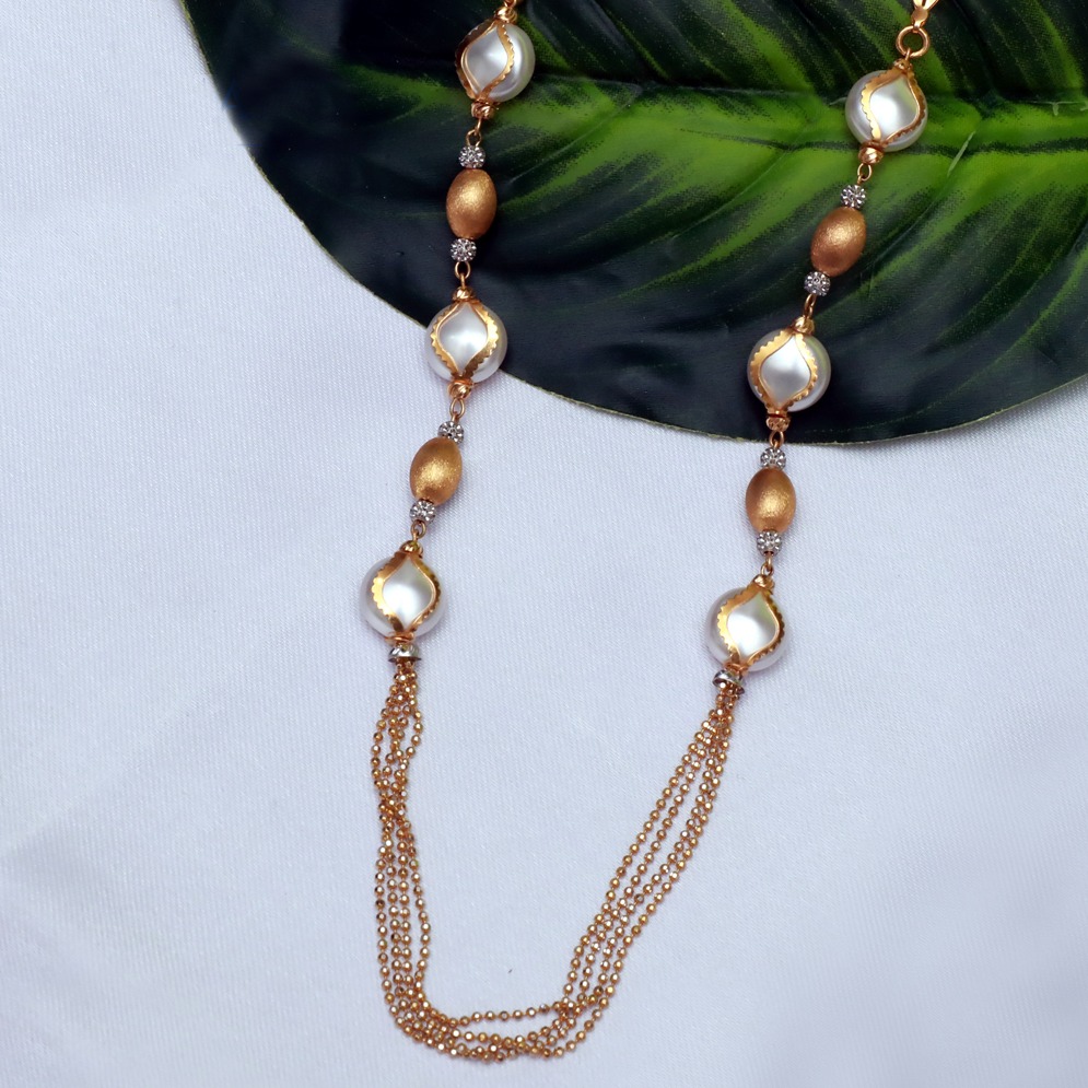 916 Gold Stylish Pearl Mala PJ-M002