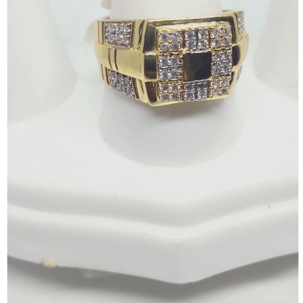 916 Gold Square Black Stone Gents Najrana Ring