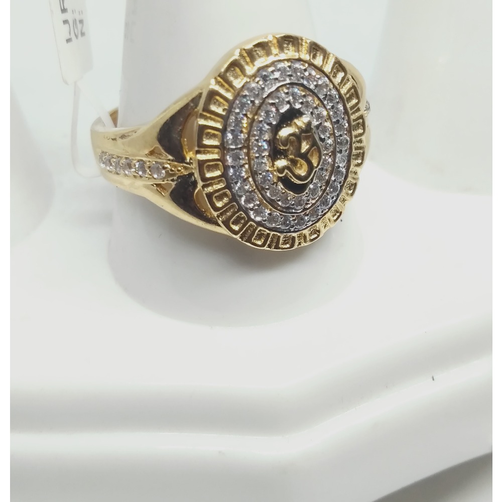 916 Gold Round Shape Om  Gents Ring