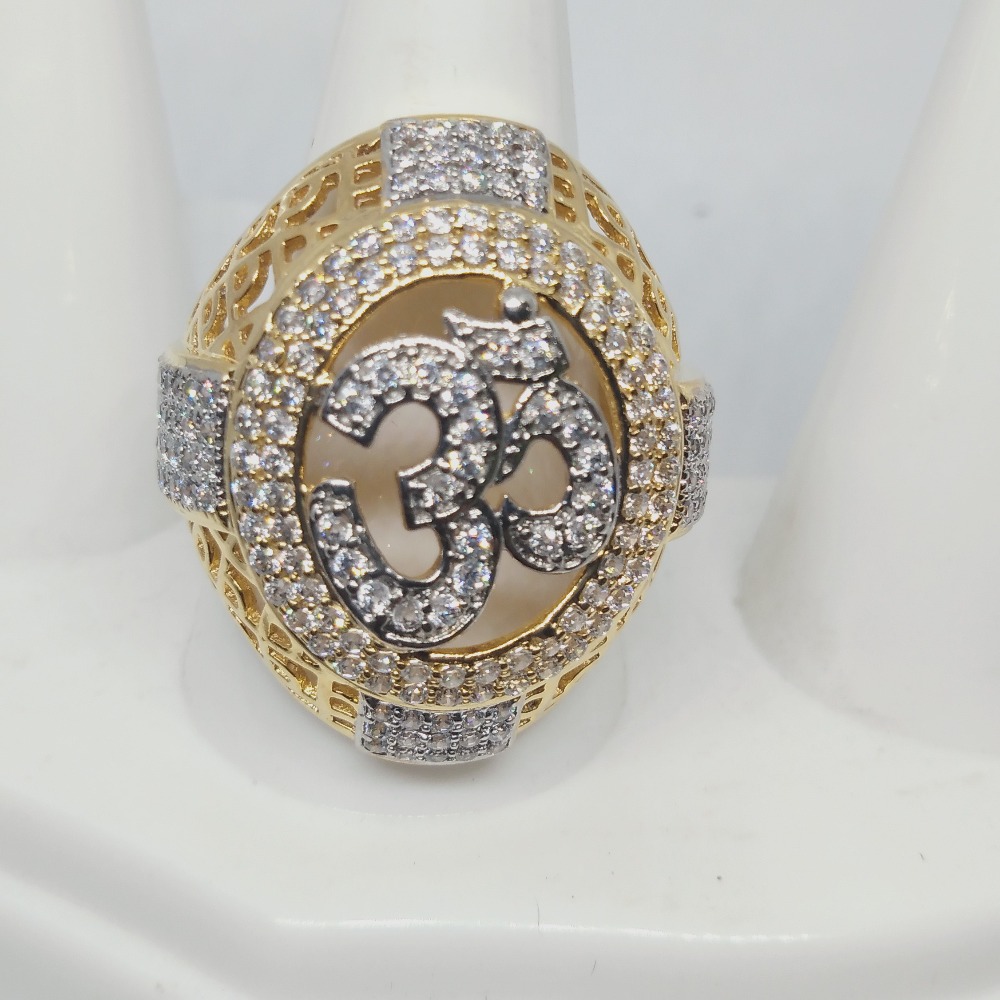 22KT Gold Om Diamond Gents Ring