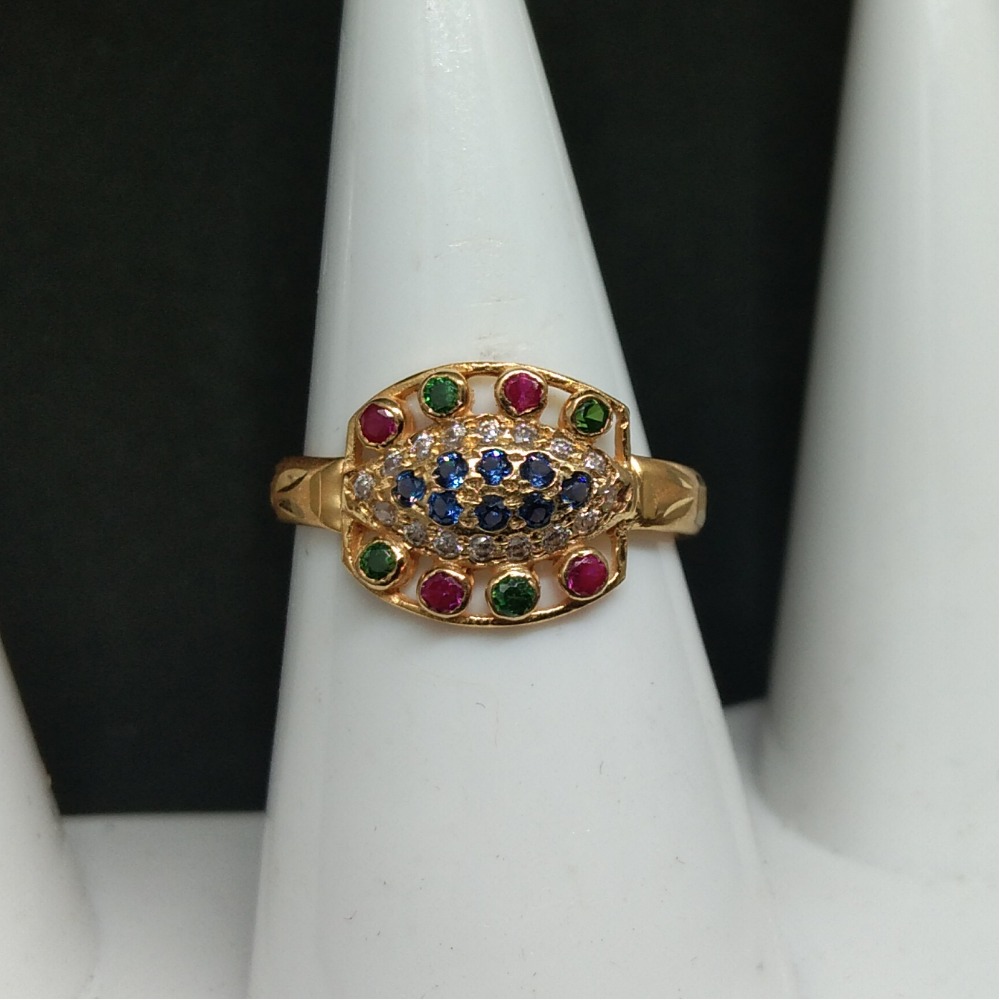 22KT Antique Gold Colorful Ladies Ring
