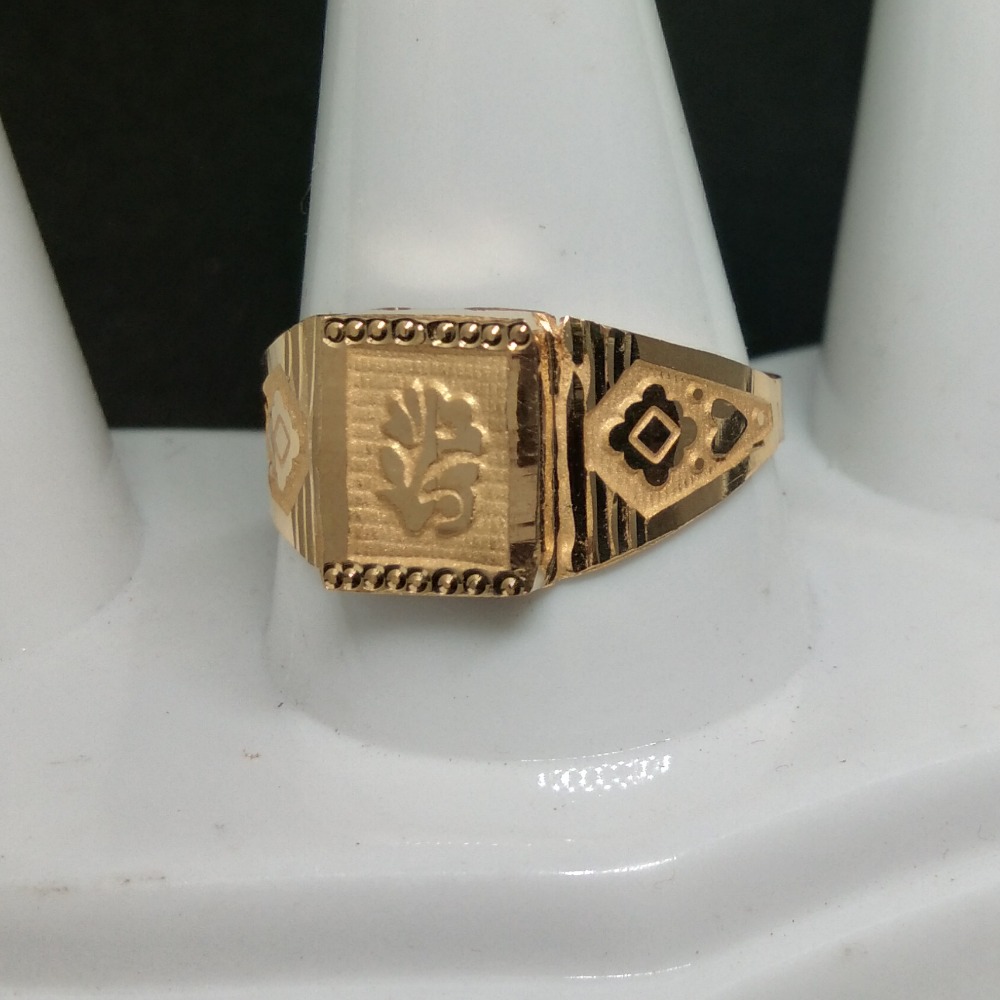 916 Gold Flower Design Gents Ring
