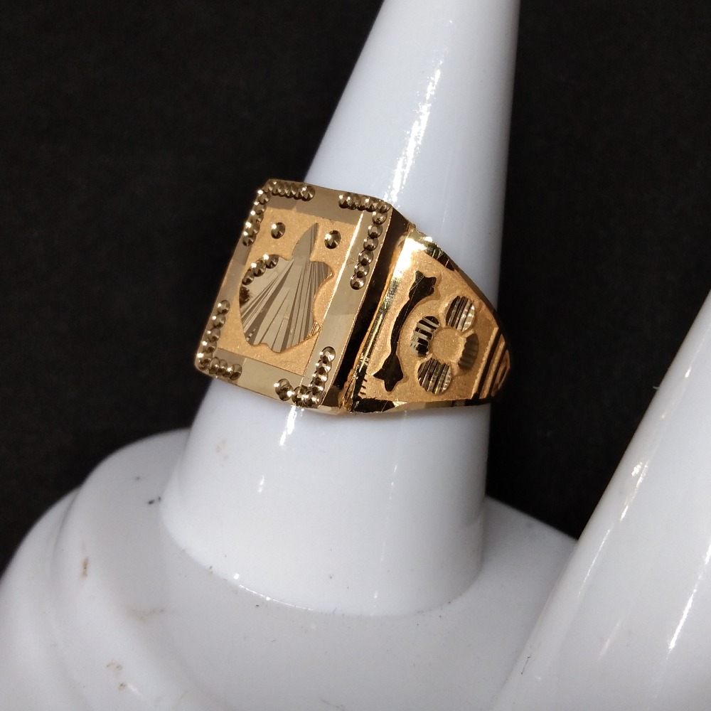916 Gold Apple Design Fancy Gents Ring