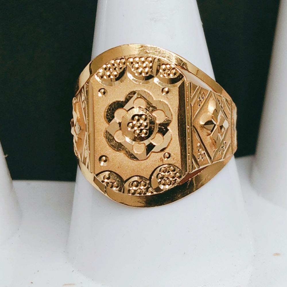 22KT Flower Design Gold Gents Ring