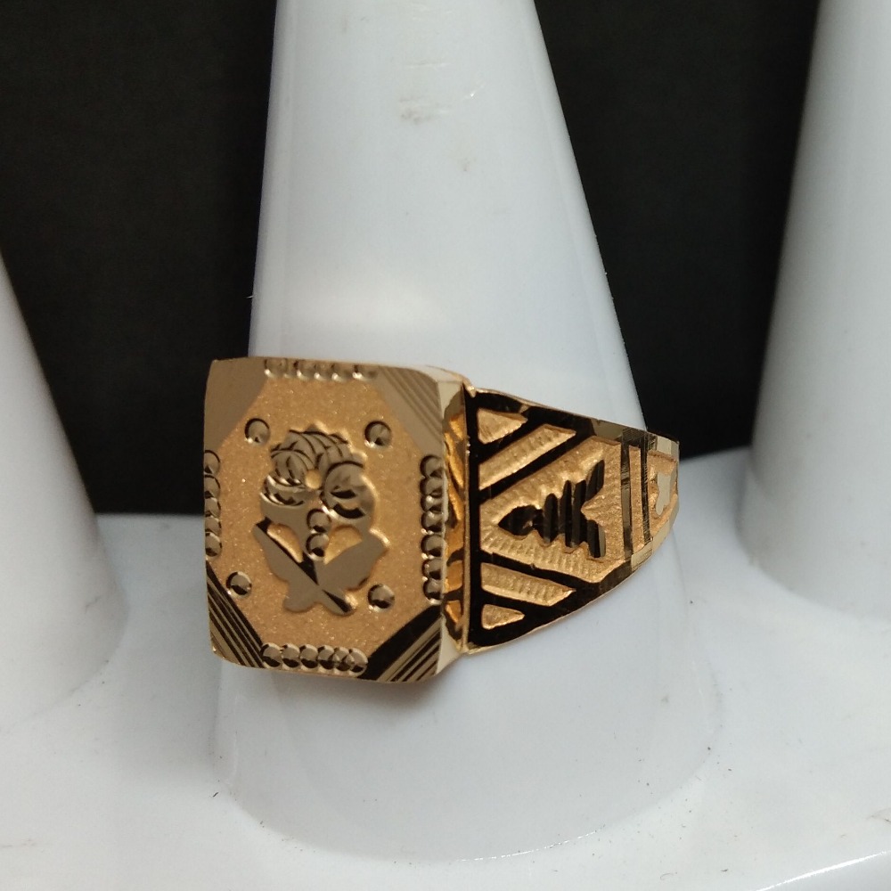 916 Gold Antique Rose Design Gents Ring