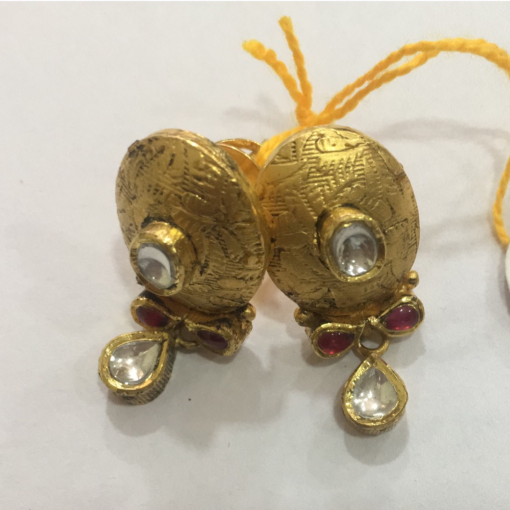 916 Gold Antique Stone Earrings