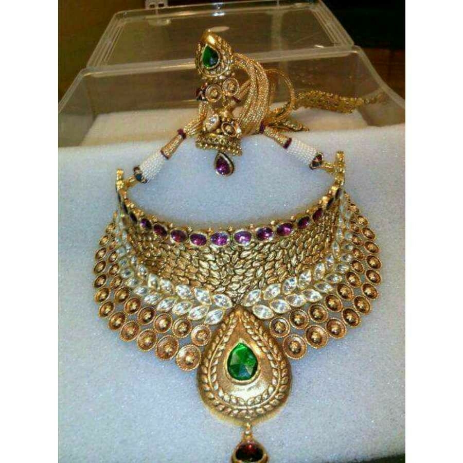 22kt antique gold necklace set