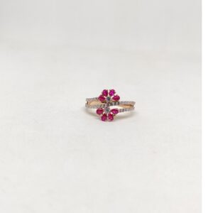 18k rose gold with pink flower ring