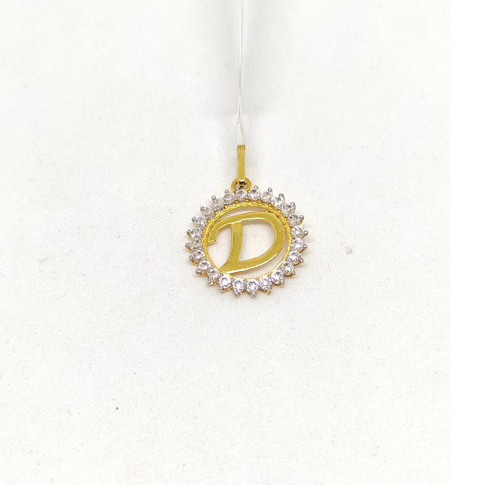18k Gold D Alphabet Pendant