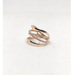 18 Rose gold cz round outline ring