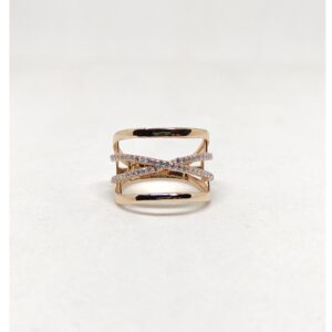 18 Rose gold cz round outline ring