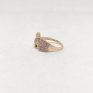 18k Rose gold cz five petal flower ring