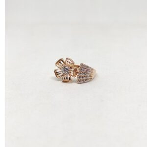 18k Rose gold cz five petal flower ring