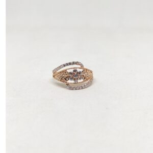 18k Rose gold cz Modern design ring