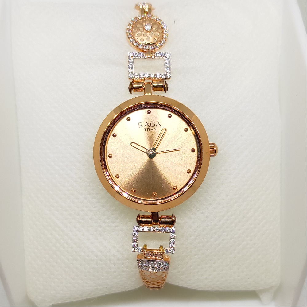 Rose gold c z stone watch