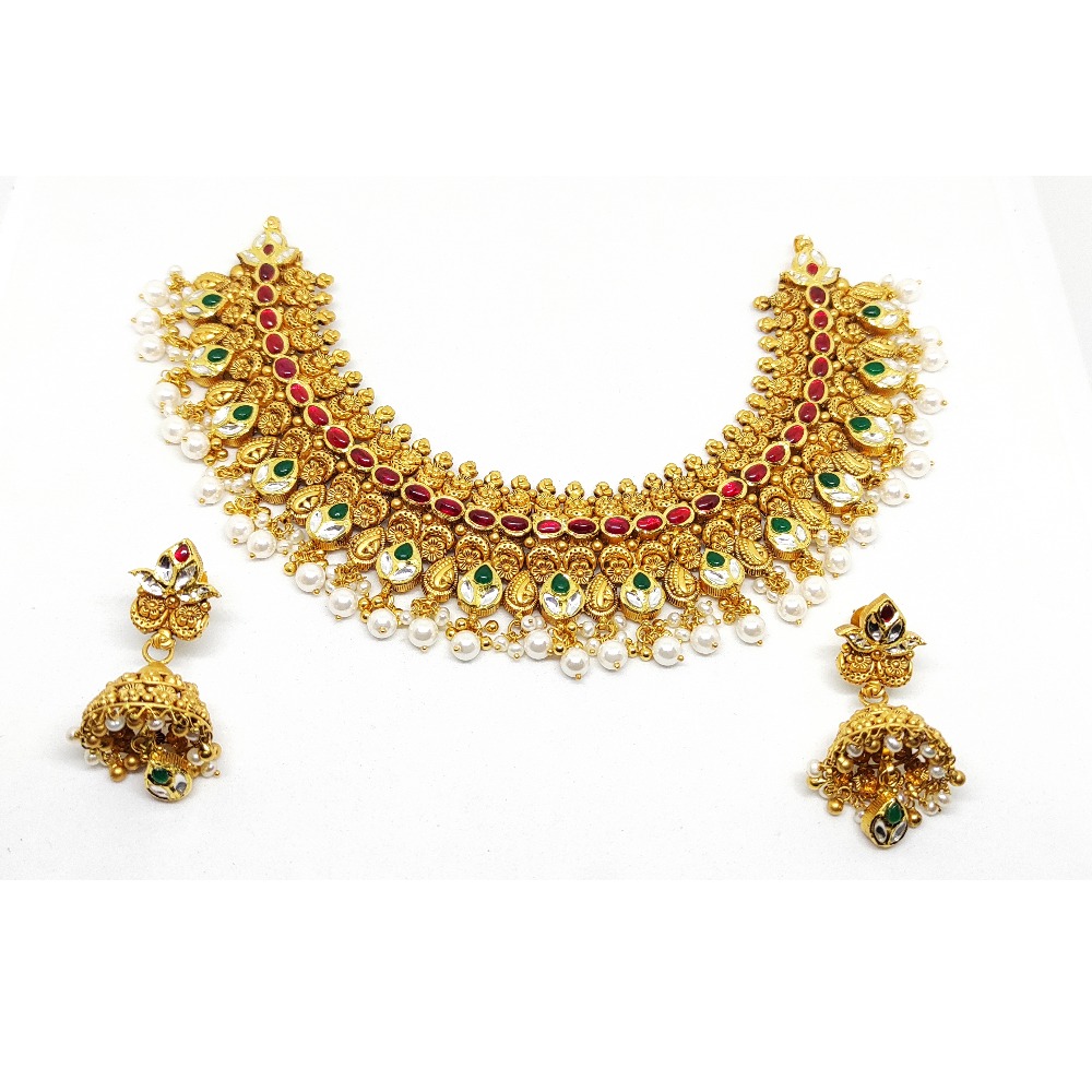 22k gold Multicolor kundan necklace set