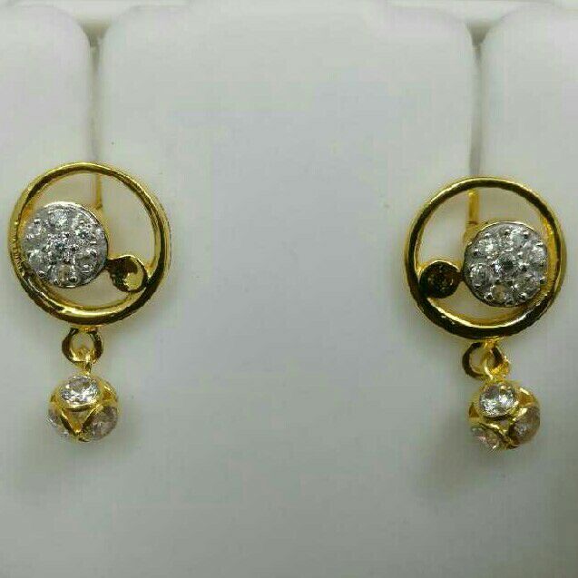 Modern Gold CZ Ladies Stone Earrings
