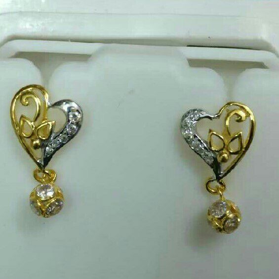 Designer Gold Heart CZ Earrings