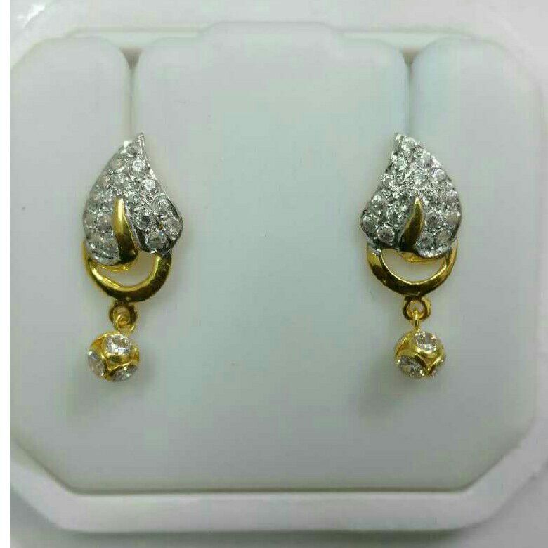 Gold CZ Yellow Leaf Earrings