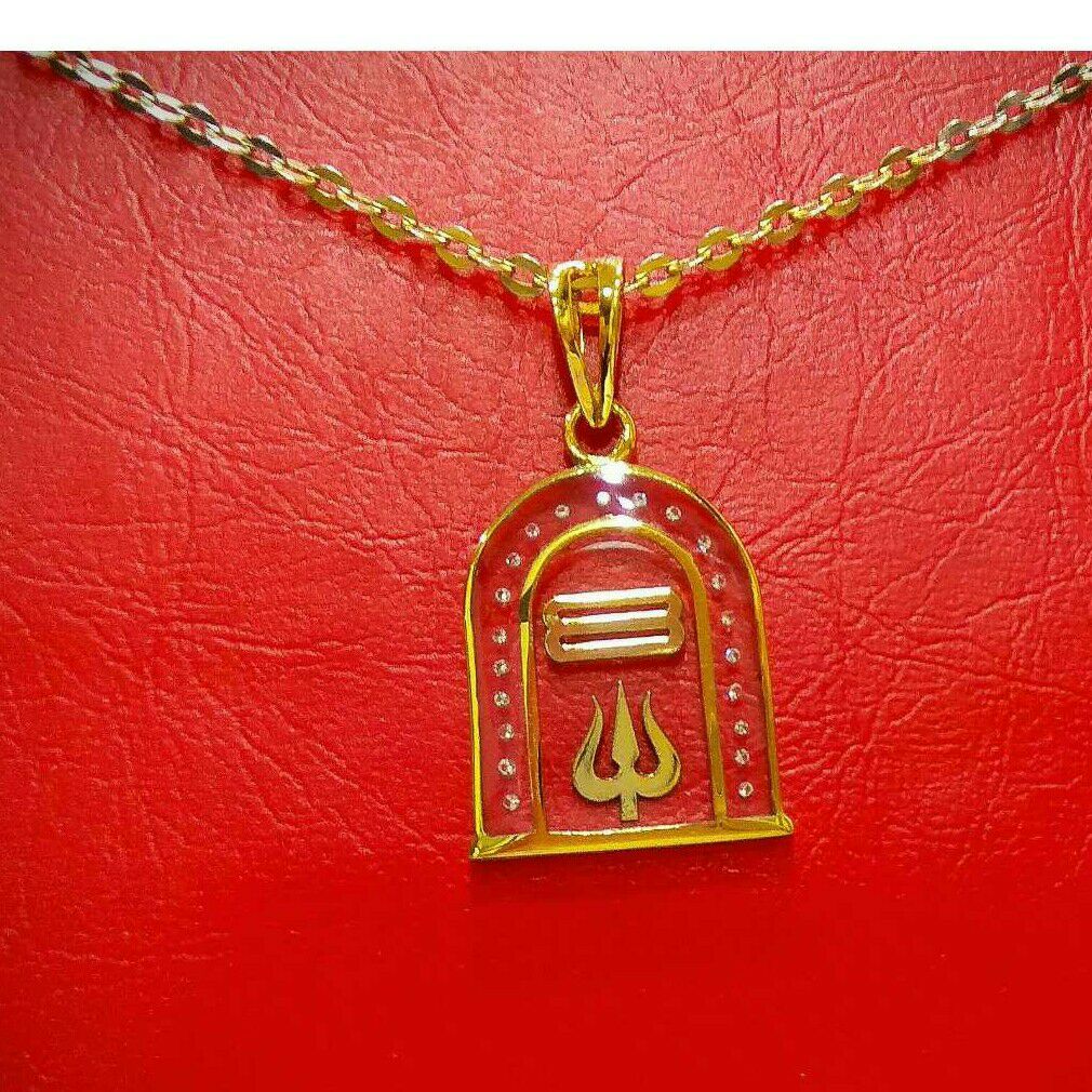 Gold Gents Modern Studded Glass Pendant Chain