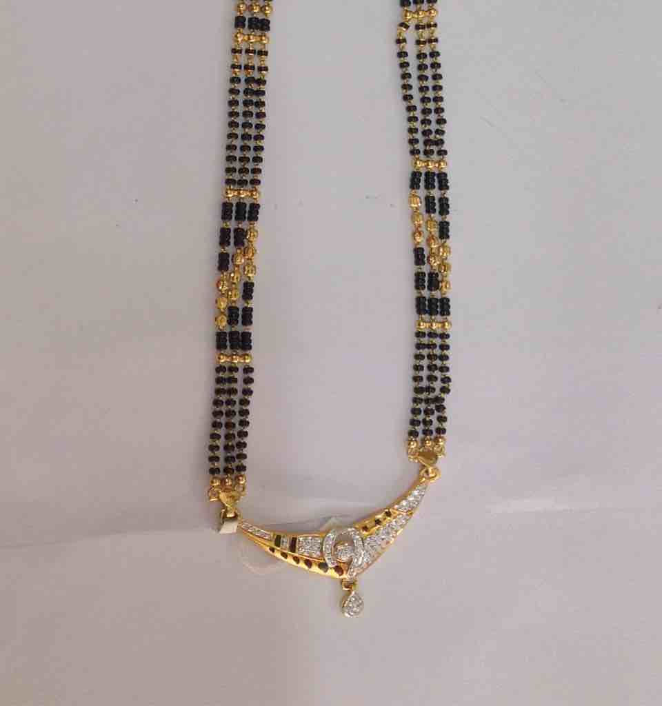 916 Gold Fancy Black Beads Mangalsutra