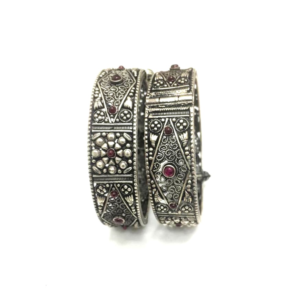 925 Silver Antique Colorful Stone Kada