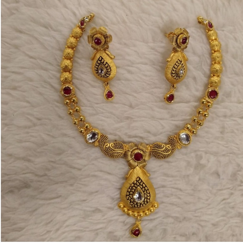 916 gold antique bridal necklace set