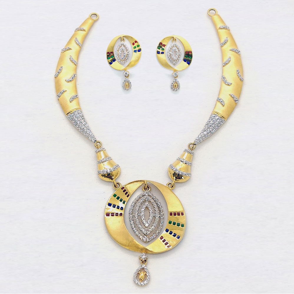 22KT CZ Gold Necklace Set SK-N012