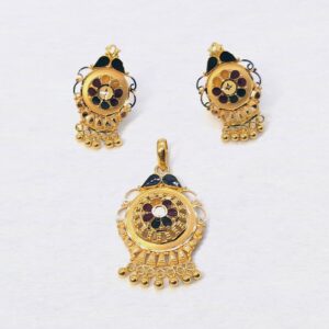 916 Gold Meenakari Pendant Set SK-P002