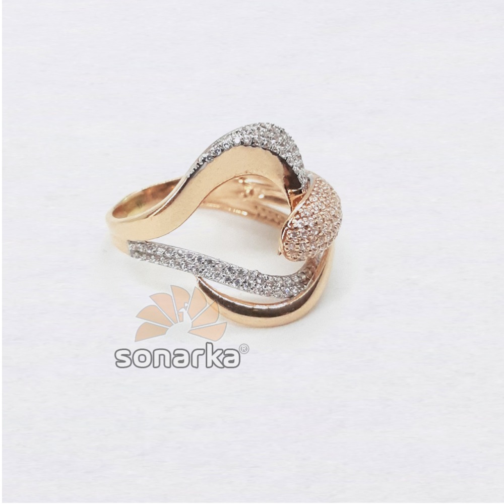 18k Designer CZ Rose Gold Ring SK - R002 - Image 2