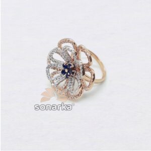 18k Flower Design CZ Rose Gold Ring SK - R001