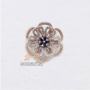 18k Flower Design CZ Rose Gold Ring SK - R001