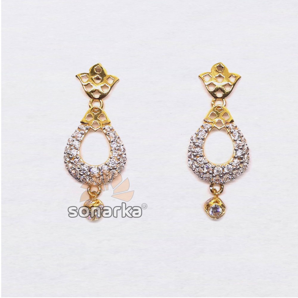 22kt gold fancy cz diamond earrings