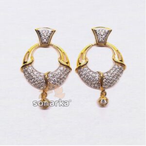 22kt gold round shape cz diamond earings