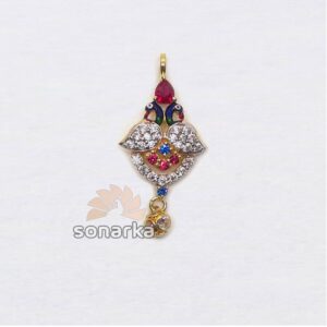 22KT Gold Peacock Design colourful CZ Dimaond Pendant