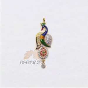 916 Gold Attractive CZ Diamond Peacock Shaped Ladies Pendant