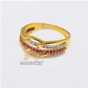 22KT Royal Pink and White Diamond Attractive CZ Ladies Ring