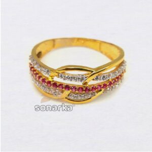 22KT Royal Pink and White Diamond Attractive CZ Ladies Ring