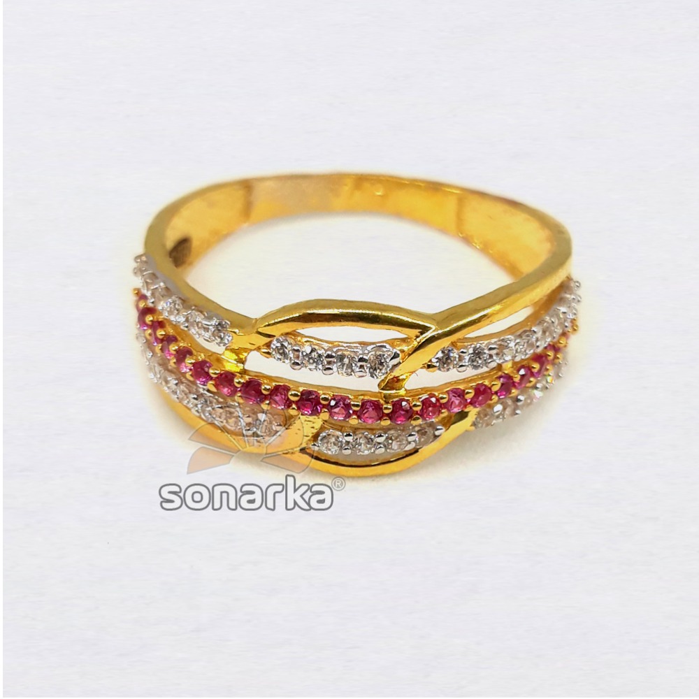 22KT Royal Pink and White Diamond Attractive CZ Ladies Ring